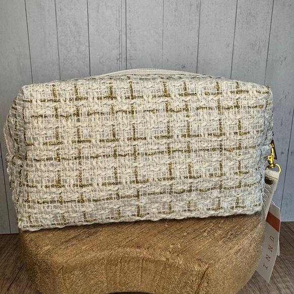 Tweed Pouch with Removable Wristlet Strap Neutral Bag NEW FAST SHIP - Picture 2 of 8